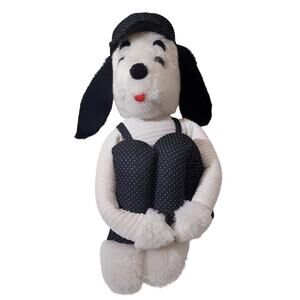 Vintage Knee Hugger Dog Plush 25" Stuffed Beagle Toy Overalls Jerry Elsner Style